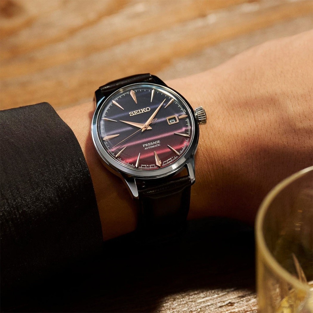 Đồng hồ Seiko Presage Cocktail Limited Edition lấy cảm hứng từ ly Cocktal Purple Sunset