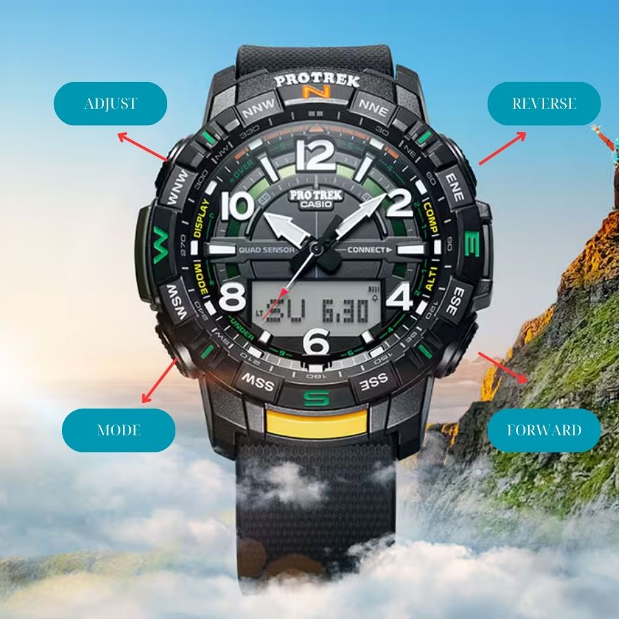 Cách chỉnh giờ đồng hồ Casio Protrek