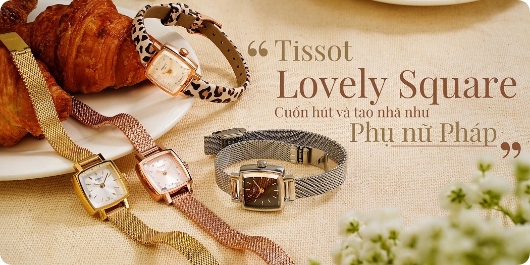 Đồng hồ Tissot 1853 nữ mặt vuông đẹp, chính hãng, góp 0%
