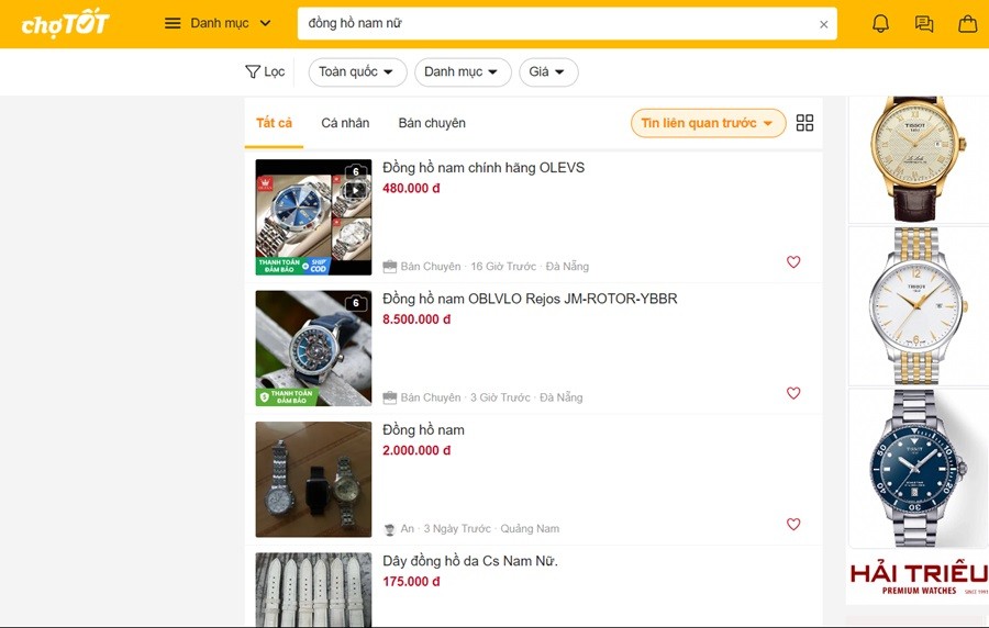 Website Chợ Tốt - Điểm thu mua đồng hồ Orient cũ