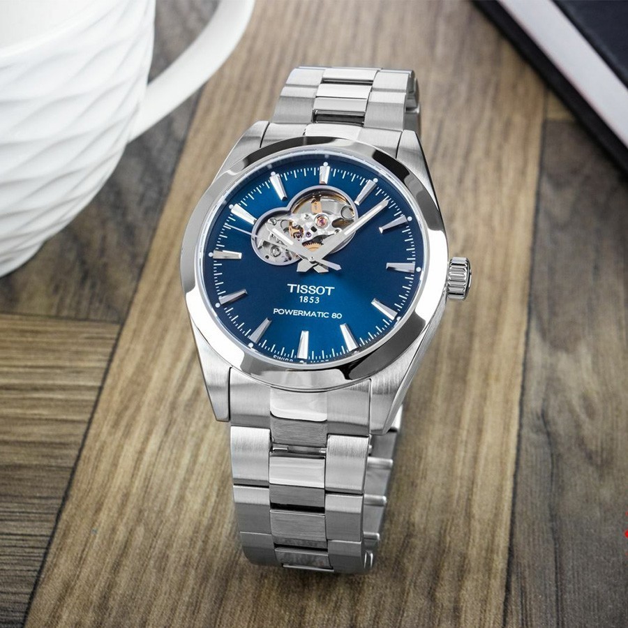 Tissot Gentleman Open Heart bản mặt xanh T127.407.11.041.01 - ảnh 2