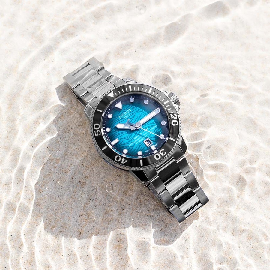 Tissot Seastar 2000 với nền mặt số có đường vân uốn lượn như những cơ sóng mạnh mẽ, toát lên vẻ ngoài nam tính - ảnh 6