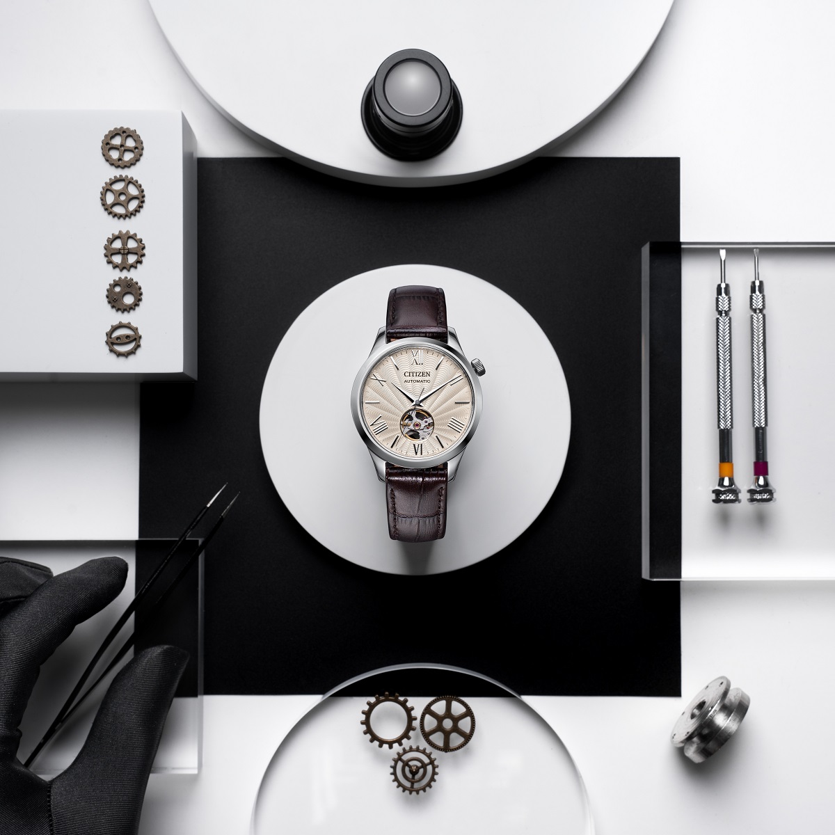 Đồng hồ Citizen Automatic Open Heart NH9130-17A - Ảnh 4