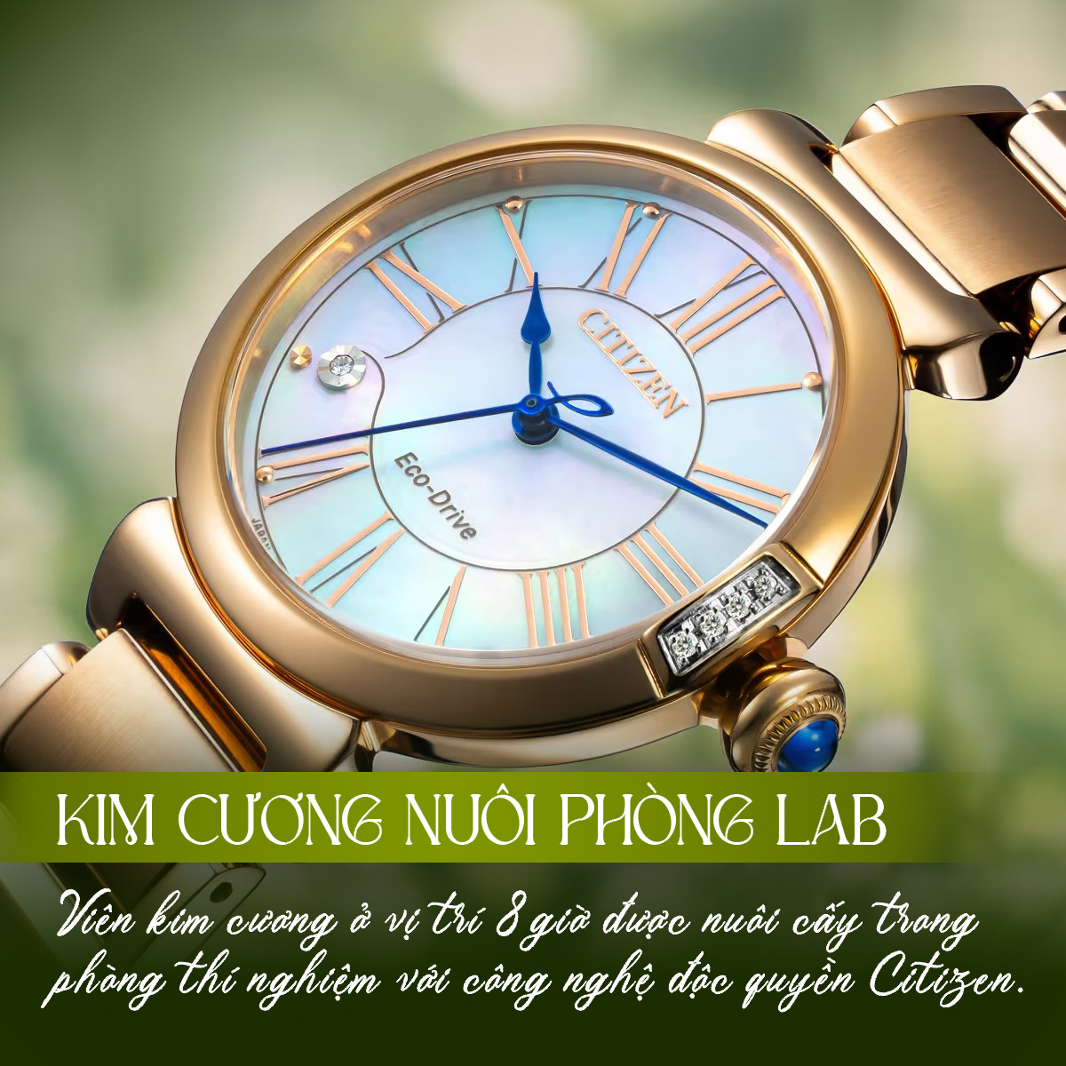 EM1063-89D đính 5 viên kim cương nuôi cấy trong phòng thí nghiệm