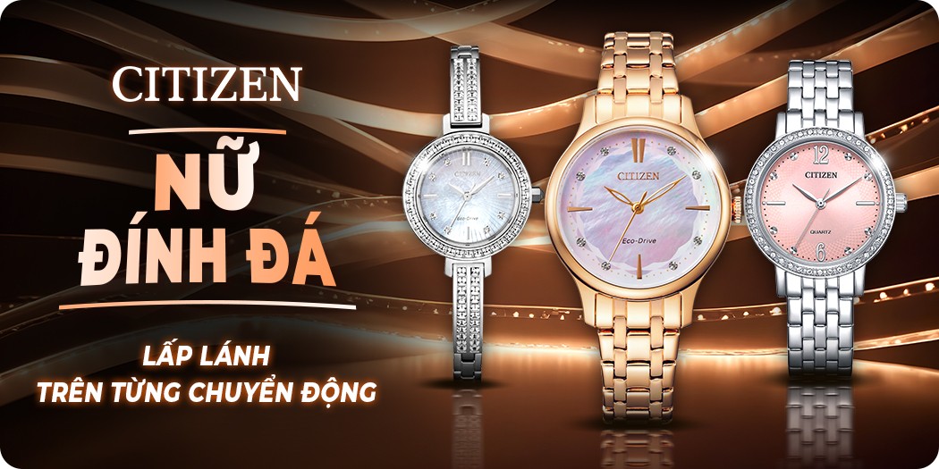 Đồng hồ Citizen nữ đính đá chính hãng, BH 5 năm, góp 0%