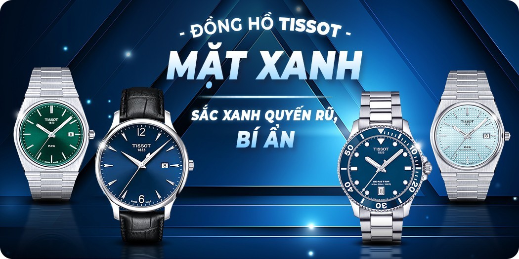 Đồng hồ Tissot mặt xanh đẹp, chính hãng 100%, góp 0%