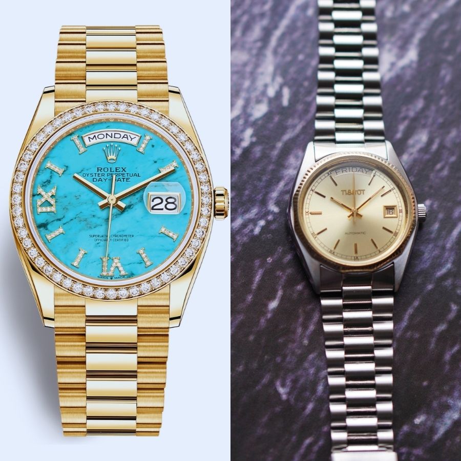 Bên trái là Rolex Day Date, bên phải là Tissot Day Date - ảnh 1