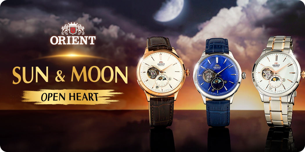 Đồng hồ Orient Sun And Moon Open Heart hở tim đẹp, góp 0%