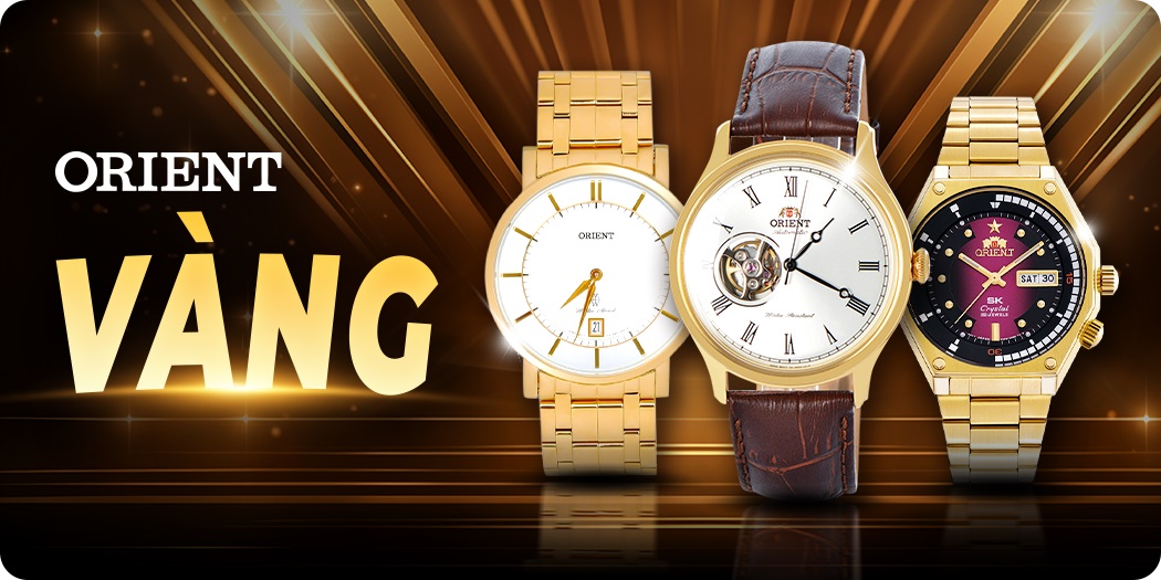Đồng hồ Orient màu vàng đẹp, chính hãng, góp 0%, 1 đổi 1