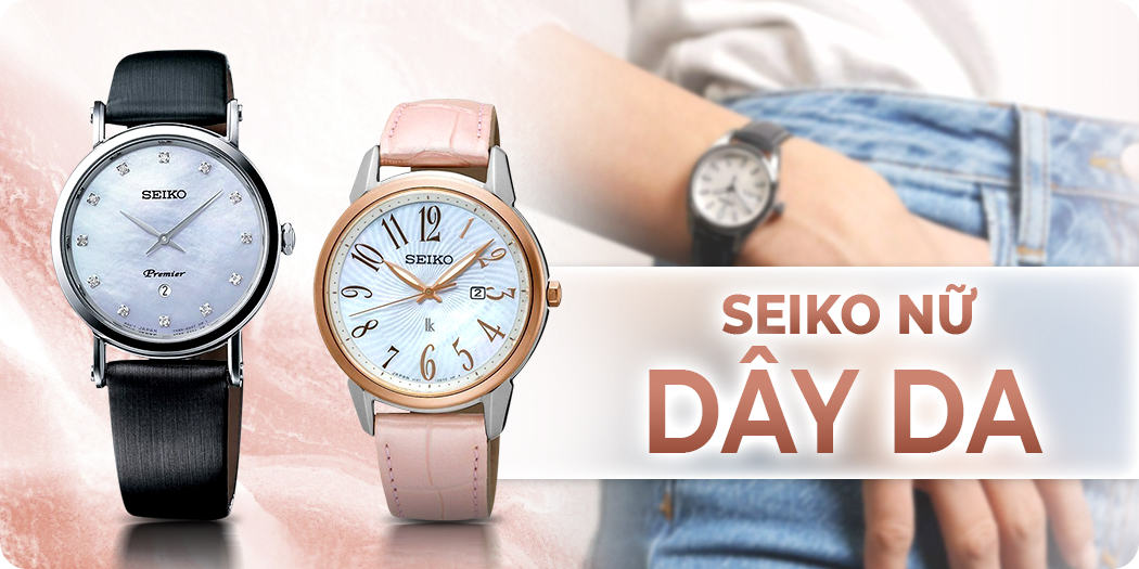 Đồng hồ Seiko nữ dây da mặt tròn đẹp, chính hãng 100%
