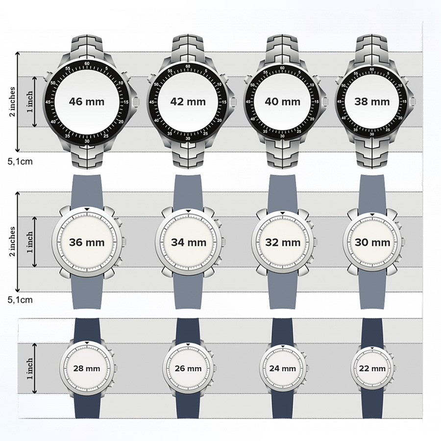 Kích thước phổ biển của đồng hồ nam tay to từ 40 - 46mm
