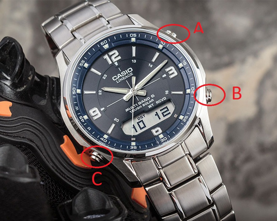 Cách chỉnh giờ đồng hồ Casio Wave Ceptor 3 nút - ảnh 1