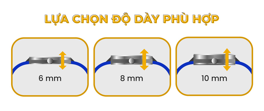 Dộ dày trung bình của đồng hồ nam dao động từ 6mm đến 14mm