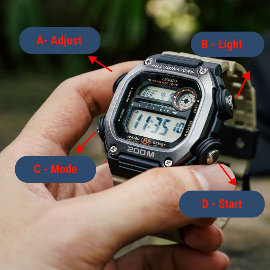 Chỉnh ngày đồng hồ Casio 4 nút điện tử - ảnh 2