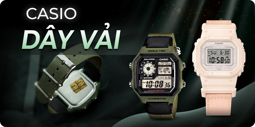 Đồng hồ Casio dây vải đẹp chính hãng, BH 5 năm, góp 0%