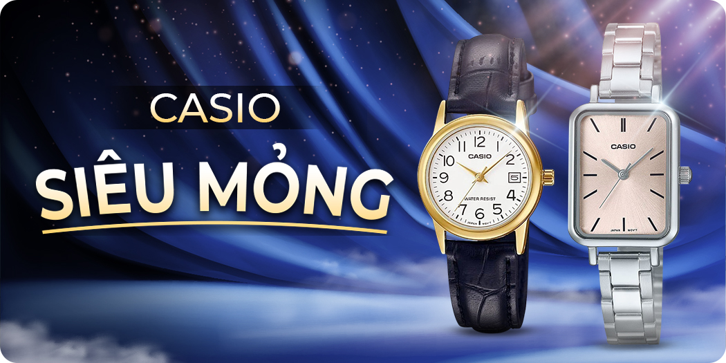 Đồng hồ Casio siêu mỏng (dưới 8mm) đẹp, chính hãng, góp 0%