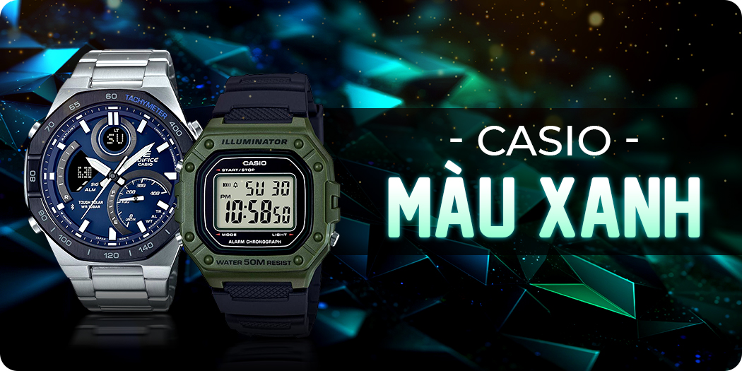 Đồng hồ Casio màu xanh dương, xanh lá chính hãng, góp 0%