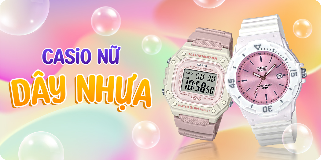 Đồng hồ Casio nữ dây nhựa đẹp, chính hãng 100%, góp 0%