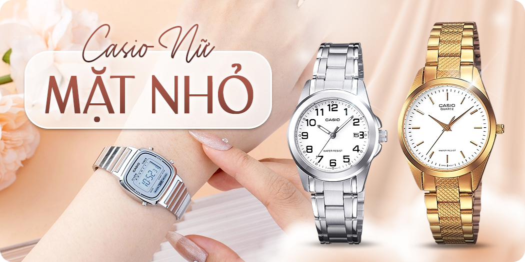 Đồng hồ Casio nữ mặt nhỏ đẹp, chính hãng 100%, góp 0%
