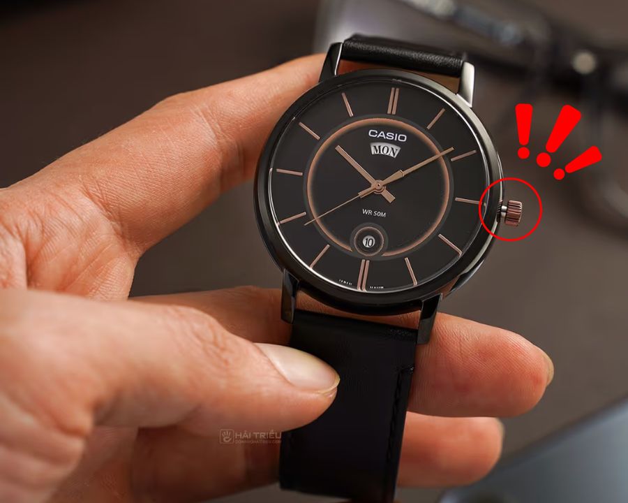 Cách chỉnh giờ đồng hồ Casio 1 nút 3 kim: ngày, thứ, giờ đơn giản