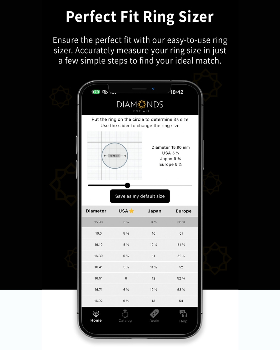 Giao diện hiển thị của app Ring Sizer by Diamonds For All