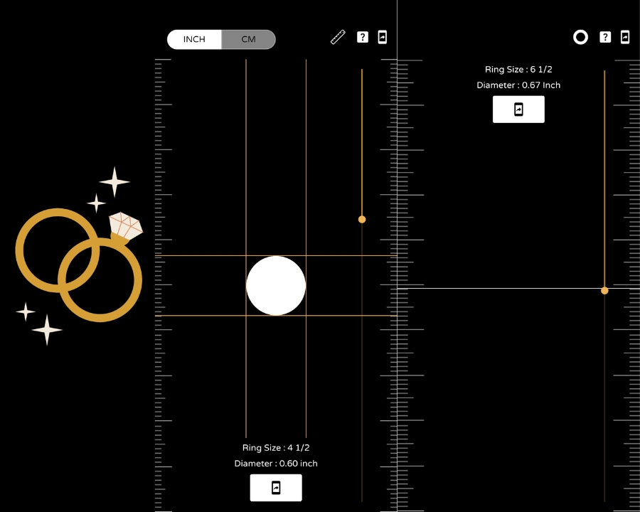 Giao diện hiển thị của app Ring Size Finder