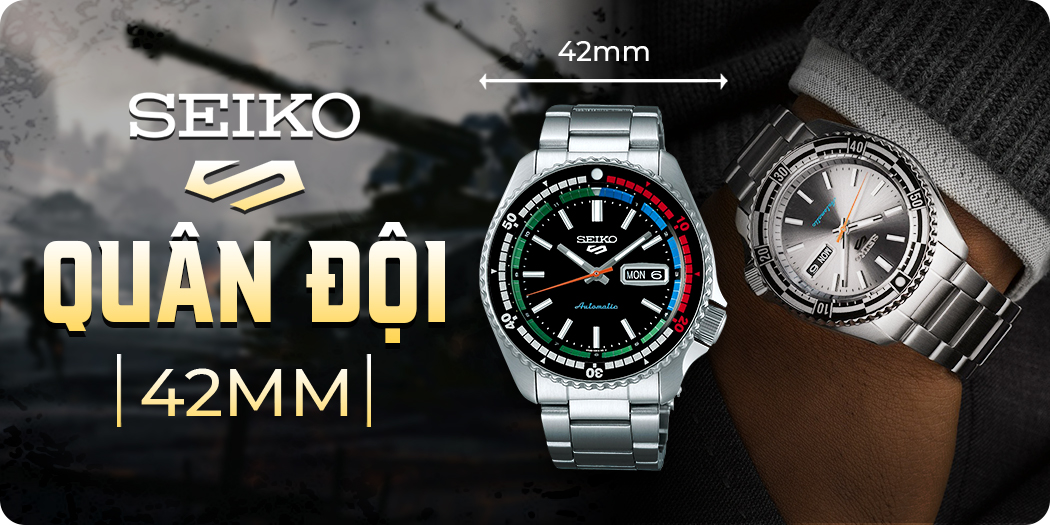 Đồng hồ Seiko 5 Quân đội 42mm cho nam cổ tay 18cm trở lên