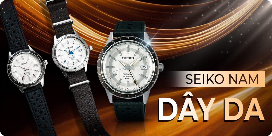 Đồng hồ Seiko nam dây da chính hãng, đẹp, góp 0%
