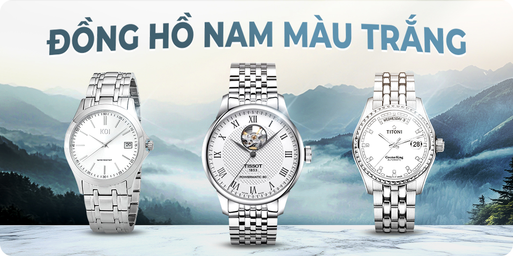 đồng hồ nam màu trắng chính hãng