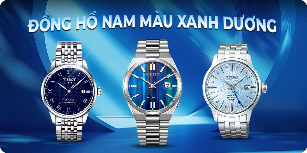 đồng hồ nam màu xanh dương chính hãng