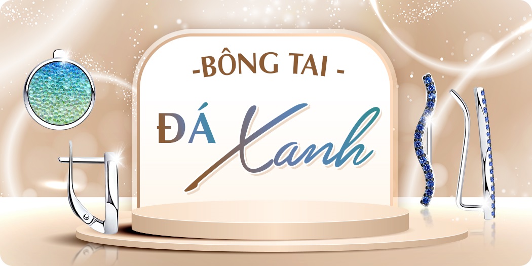 Bông tai đá màu xanh đẹp, mang lại may mắn và tài lộc