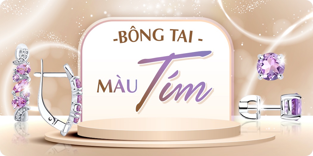 Bông tai màu tím, đá thạch anh tím đẹp, thu hút may mắn