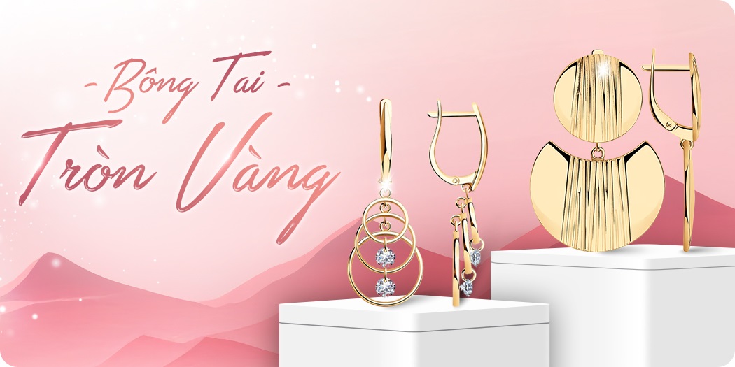 Bông tai tròn vàng mạ cho nữ đẹp, cao cấp, hàng hiệu 100%