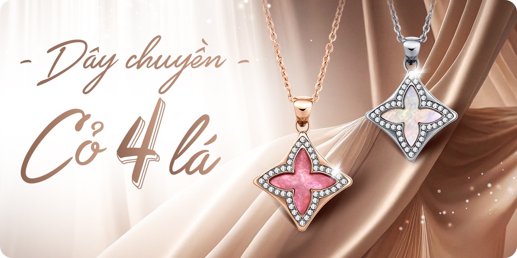 Dây chuyền cỏ 4 lá đẹp, mang lại tài lộc và may mắn