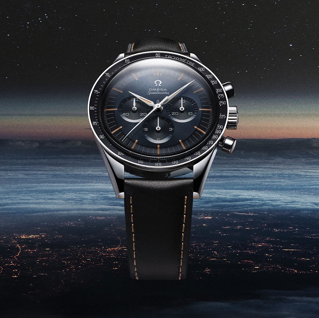 Đồng hồ nam dây da mặt tròn Omega
