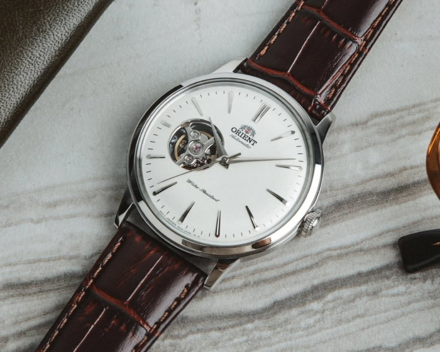 mẫu orient gen 1 mặt trắng dây nâu