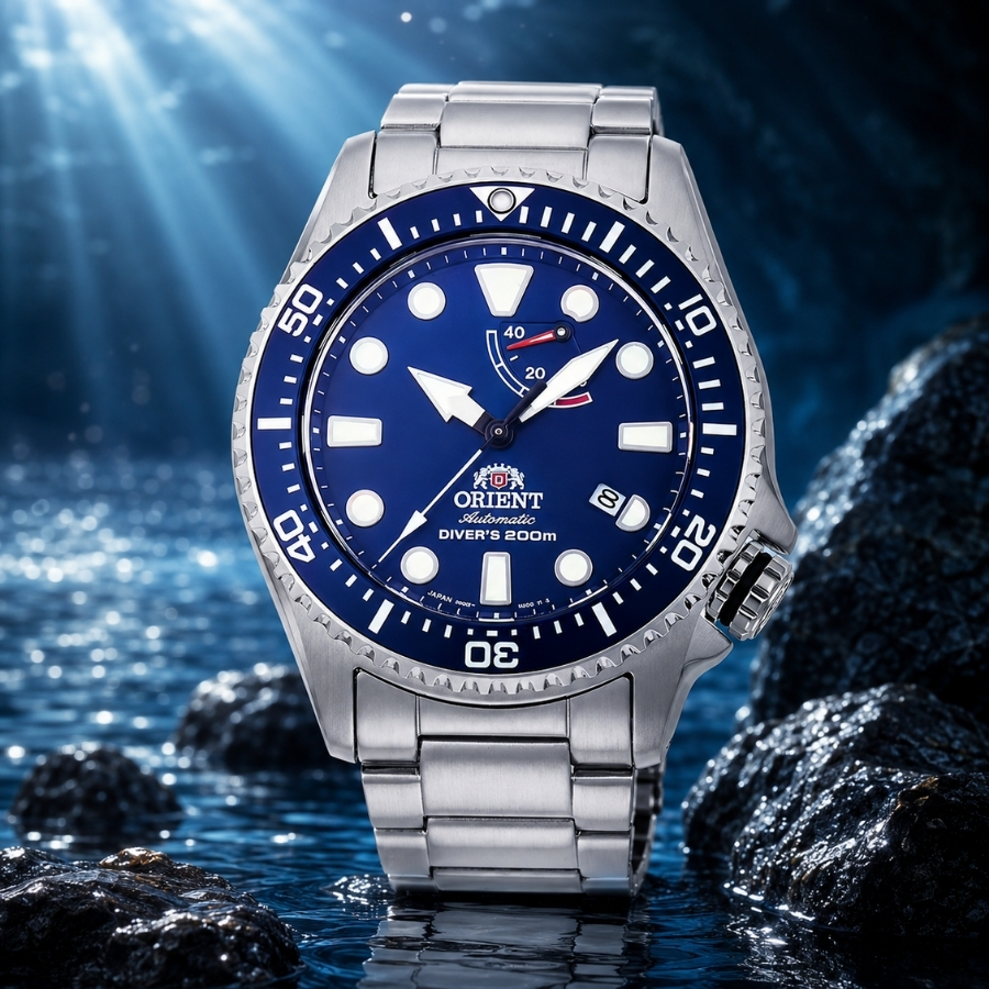Orient mặt xanh dây bạc