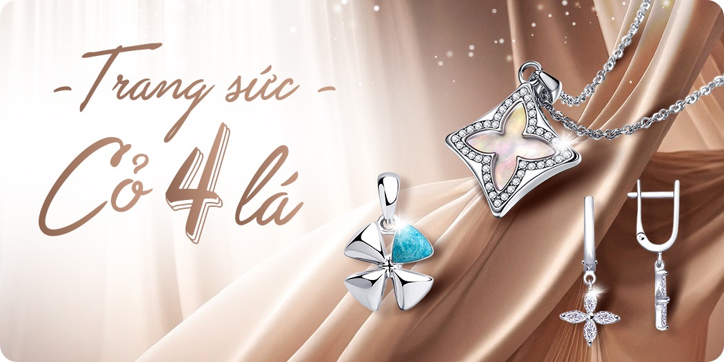 Bộ trang sức cỏ 4 lá chính hãng, hút may mắn, tài lộc khi đeo