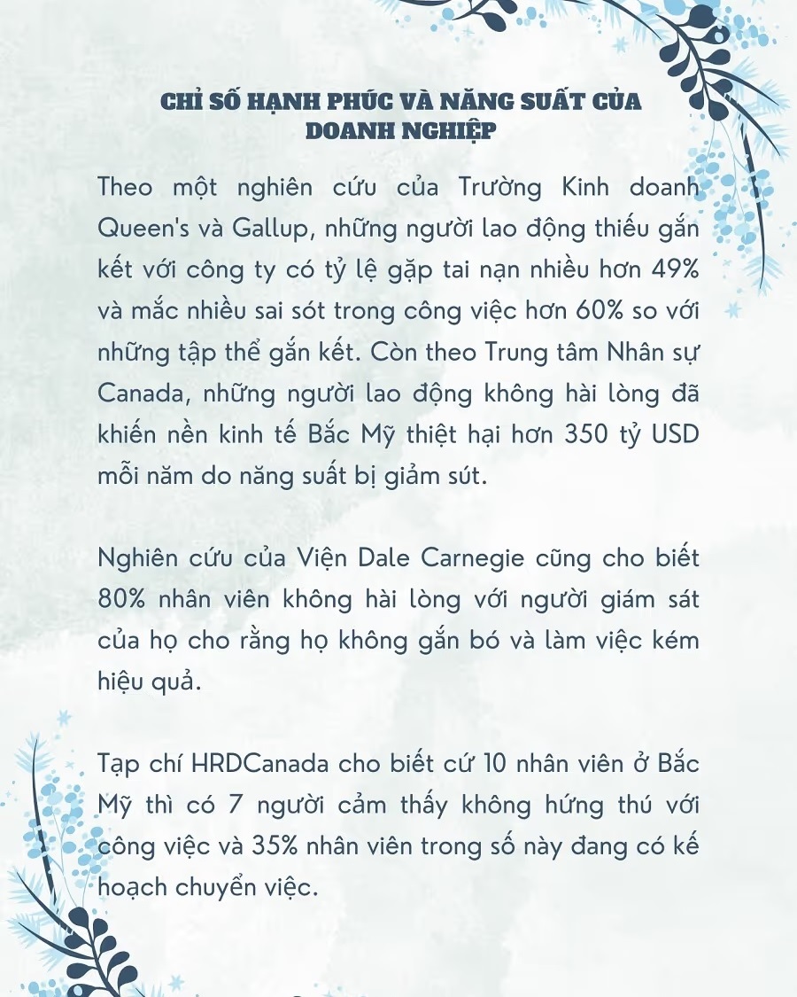 Chỉ số hạnh phúc và năng suất của nhân viên - ảnh 1