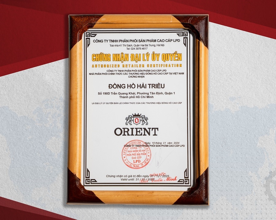 Chứng nhận đại lý Orient