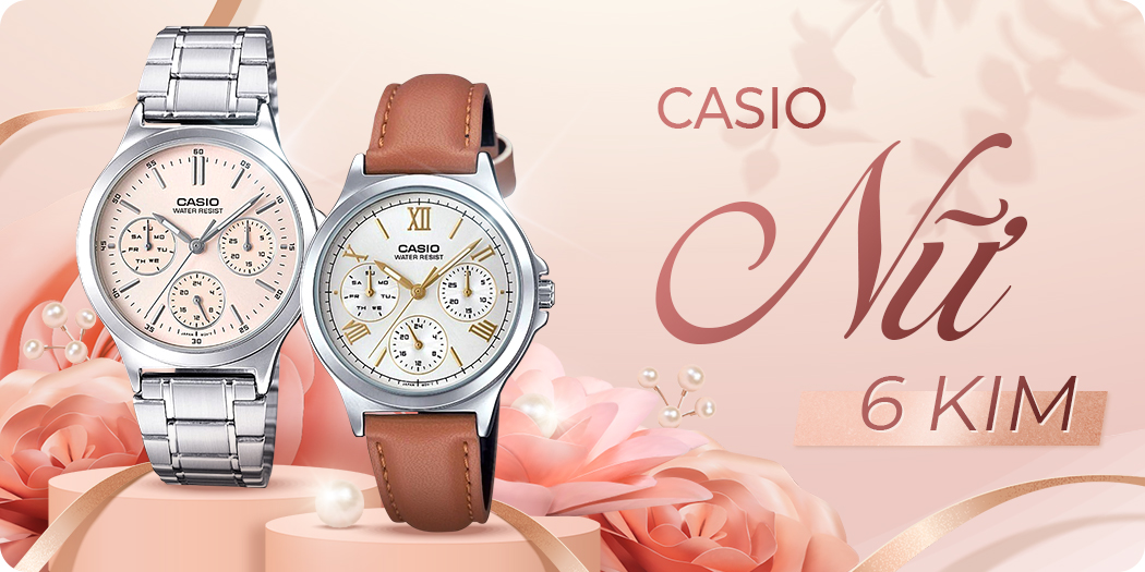 Đồng hồ Casio nữ 6 kim chính hãng, phong cách thể thao