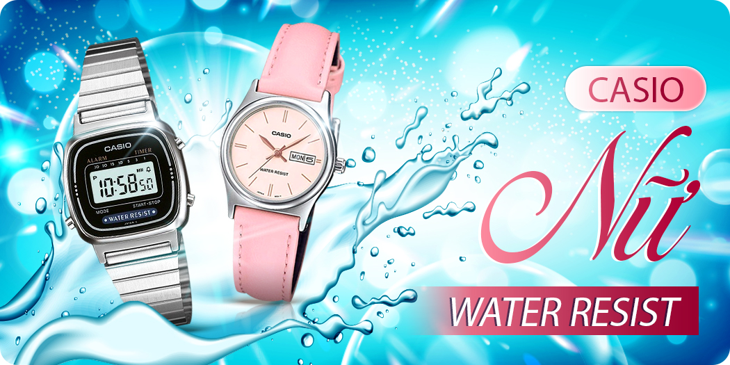 Đồng hồ Casio Water Resist nữ chống nước, BH 5 năm, góp 0%