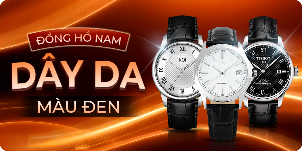 đồng hồ nam dây da màu đen