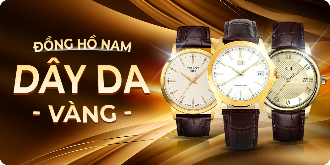 đồng hồ nam dây da vàng