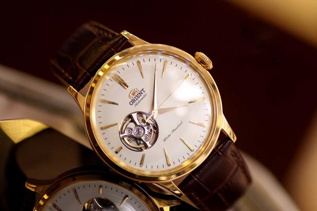 đồng hồ nam dây da vàng Orient Bambino RA-AG0003S10B
