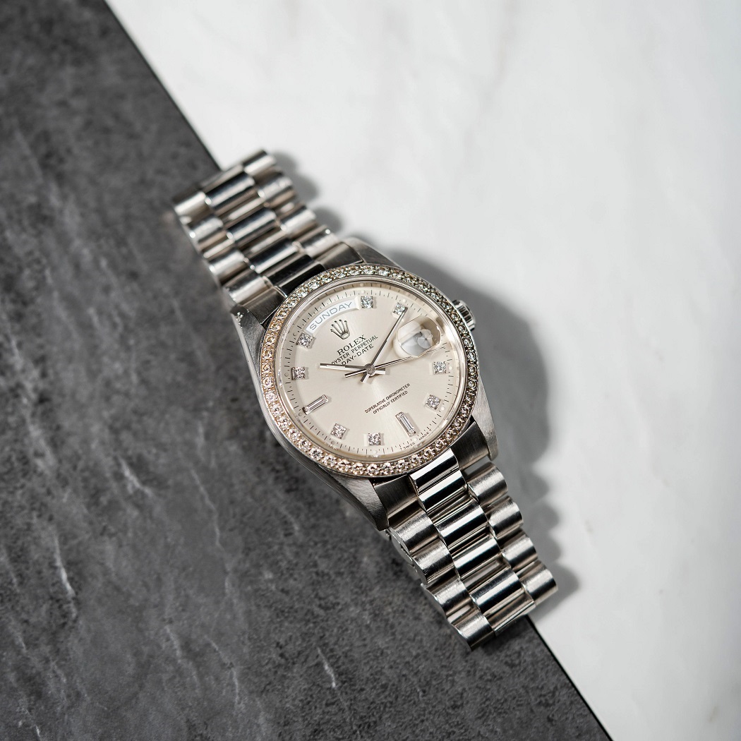 đồng hồ nam đính đá Rolex Day-Date Platinum Ref. 1804 ra mắt năm 1966