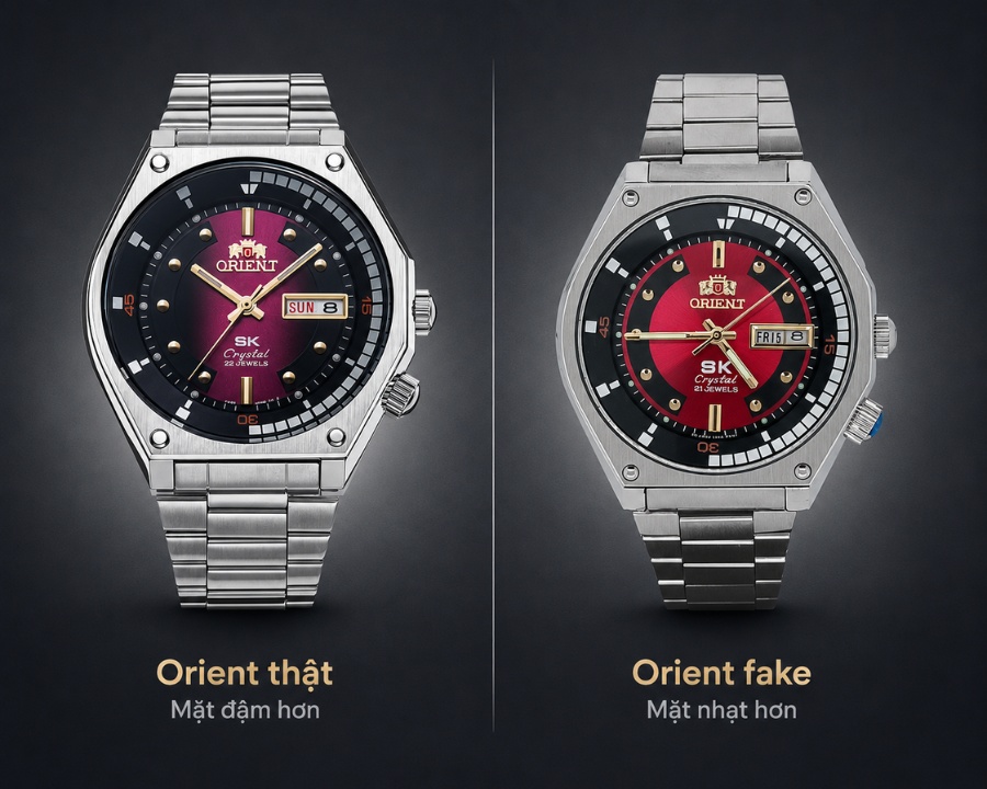 Sự khác biệt của mặt số đồng hồ Orient thật và Orient fake