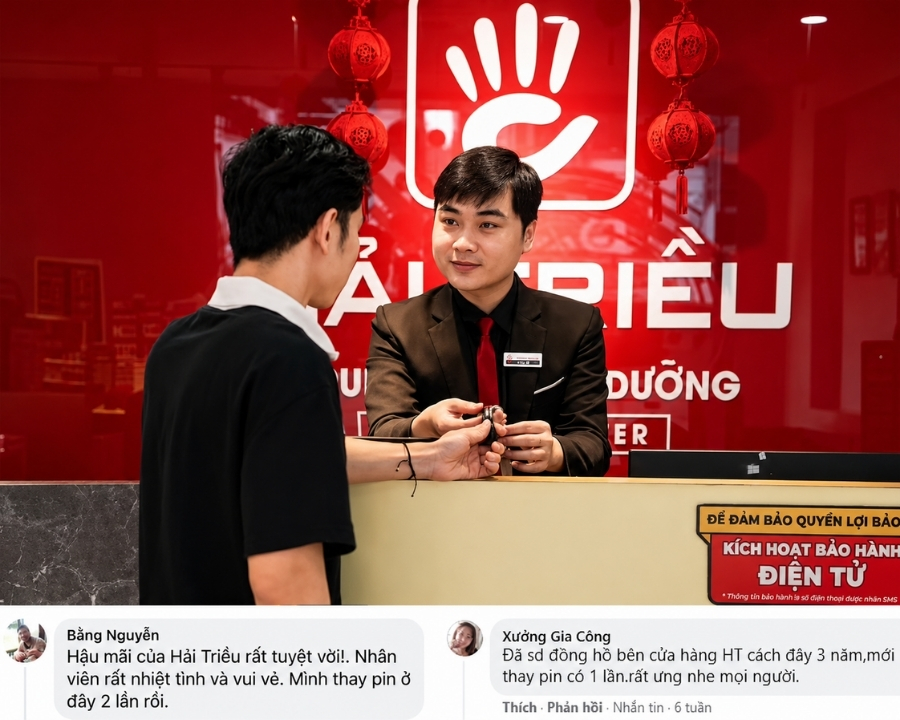 Nhiều khách hàng để lại nhận xét sau khi tin tưởng chọn thay pin tại Đồng Hồ Hải Triều 