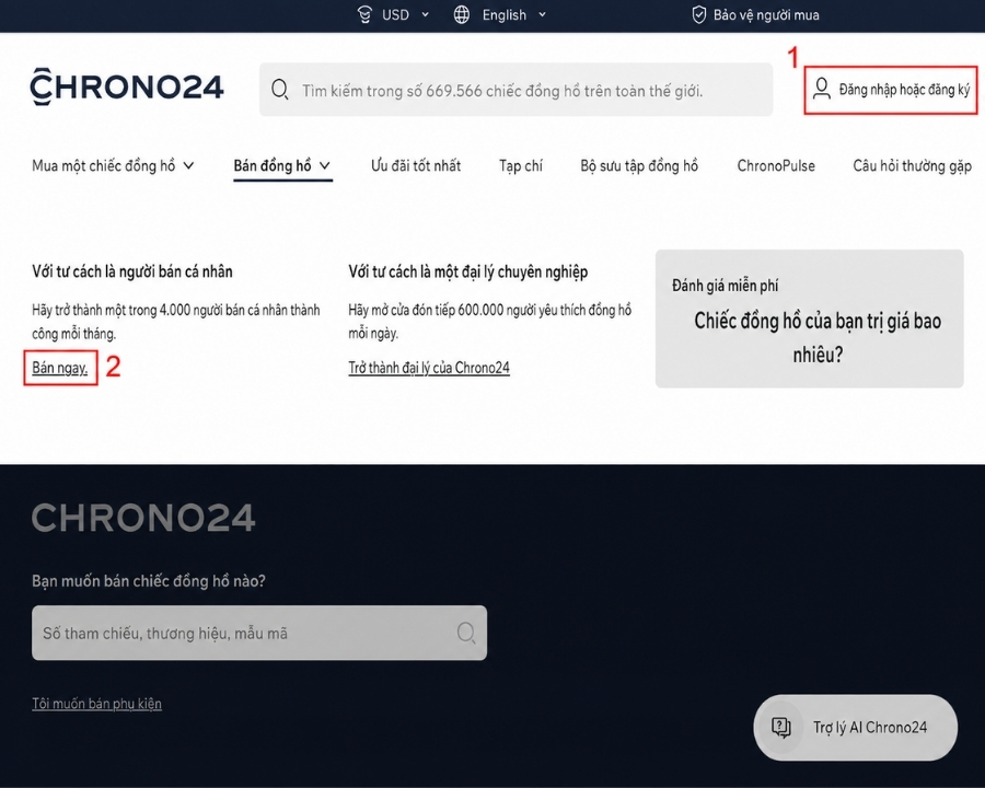 Chrono24 ứng dụng trao đổi buôn bán đồng hồ cũ