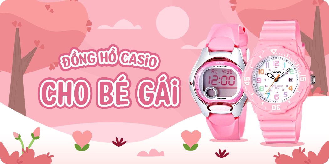Đồng hồ Casio cho bé gái dễ thương, bền, chính hãng 100%